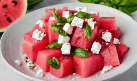 Watermelon Salad with Feta Cheese and Basil