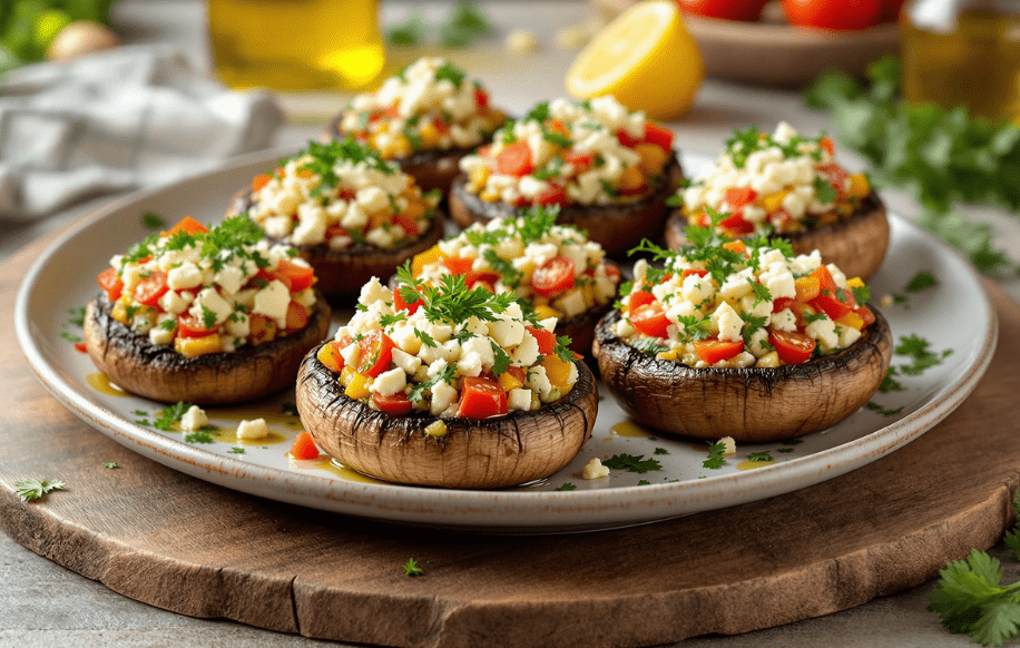 Greek Feta and Herb Stuffed Mushrooms