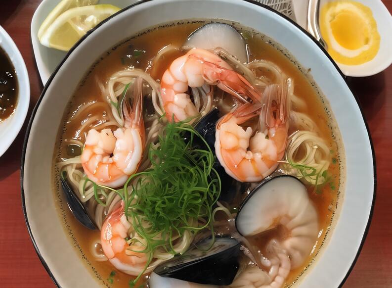Seafood Ramen with Shrimp and Scallops