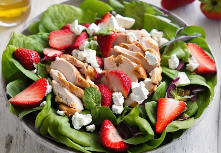 Quick Chicken and Strawberry Salad with Goat Cheese