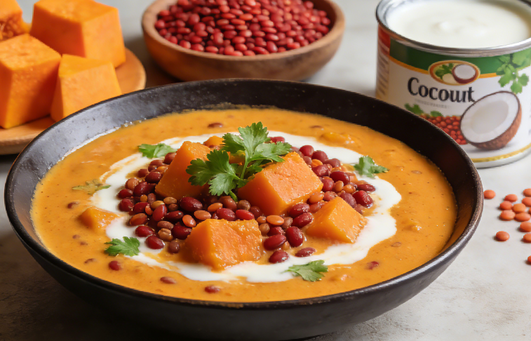 Creamy Butternut Squash and Red Lentil Coconut Milk Curry