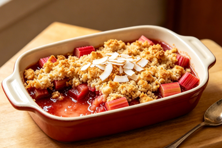 Maple-Sweetened Rhubarb Crisp with Granola Topping