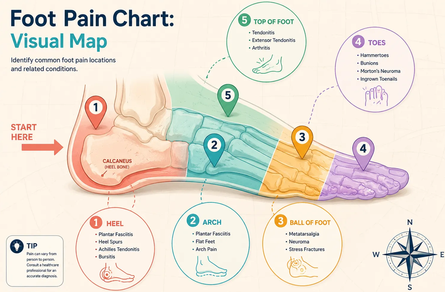 Foot Pain Locations and Causes